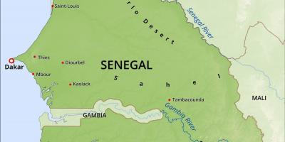 Ramani ya kimwili ramani ya Senegal